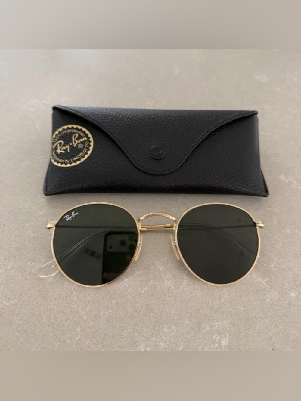 Ray-Ban Gold Frame Sunglasses with polarized lens